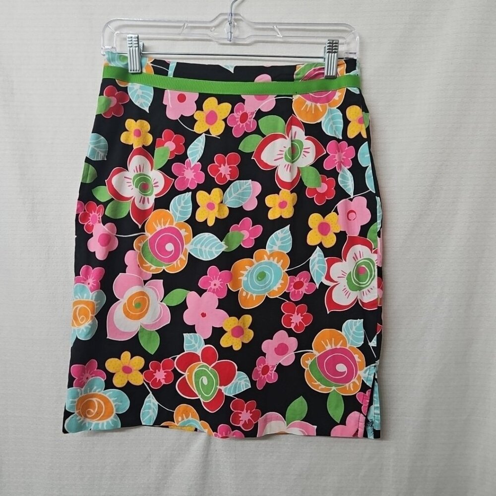 Vtg Y2k Intriguing Threads Mini Skirt Size 4 Flower Hippie Office Siren Barbie